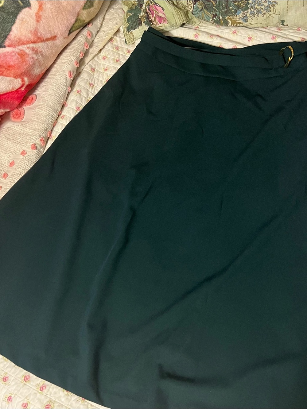 Calvin Klein Forest Green A-Line Skirt with Buckle NWT